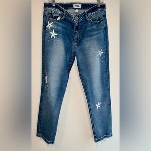 Paige Brigitte Oceania Boyfriend Skinny Ankle Jeans Size 31 (10)-pearls/crystals